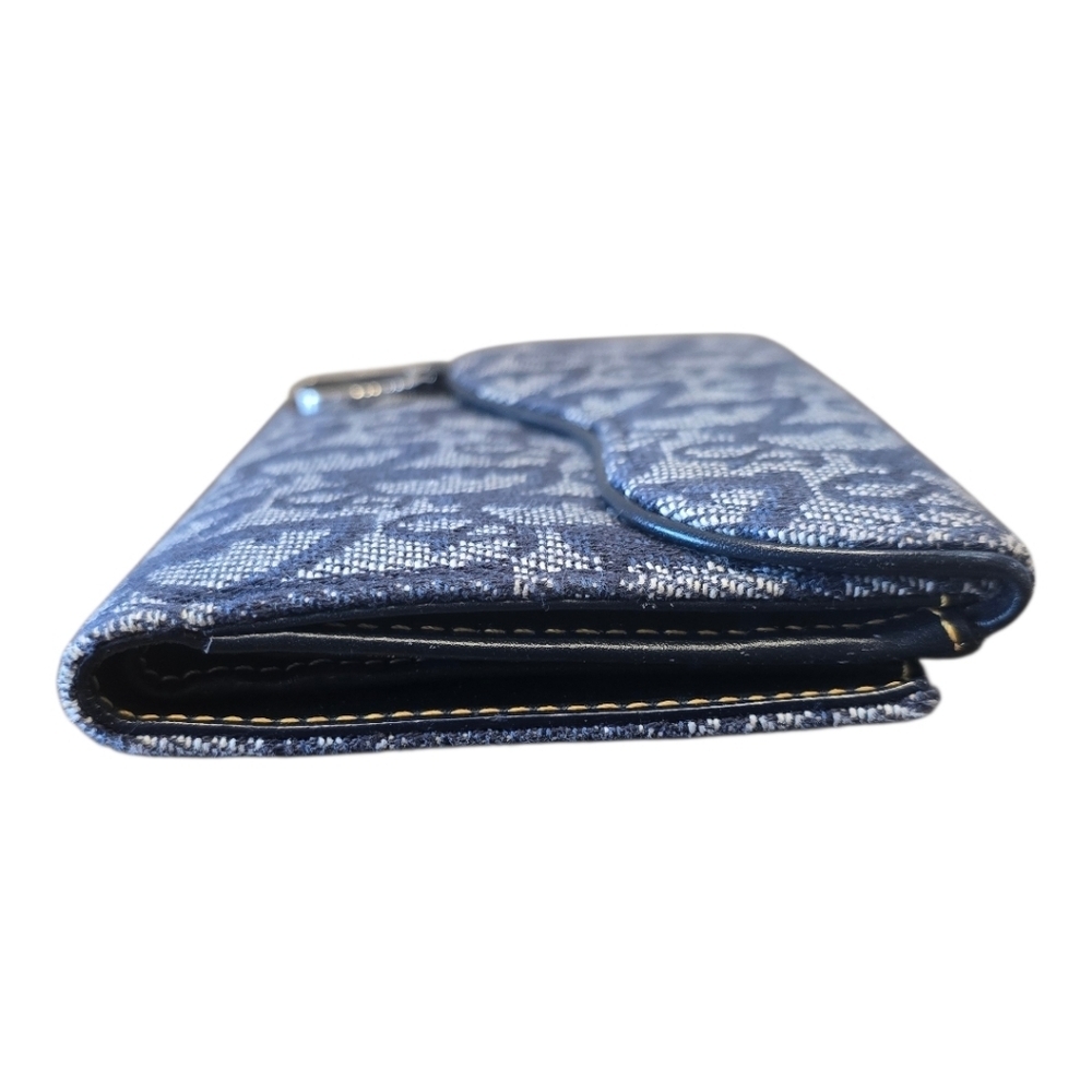 Christian Dior Saddle Lotus Navy Jacquard Canvas Bifold Snap Wallet - Picture 8 of 10
